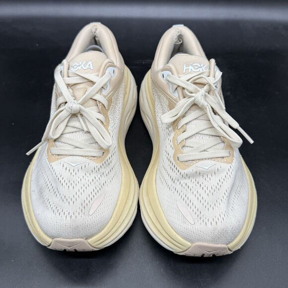 Hoka One One Bondi 8 Women’s Running Shoes 7B Shifting Sand Eggnog Ivory White - Picture 3 of 8
